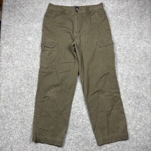 Basic Editions Loose Baggy Cargo Pants Mens 36x32 Green